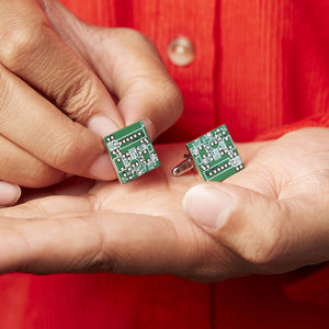 Computer Circuit Board Square Mens Cufflinks