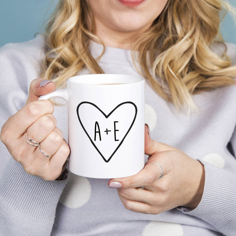 Monogram Heart Couples Initials Personalised Mug