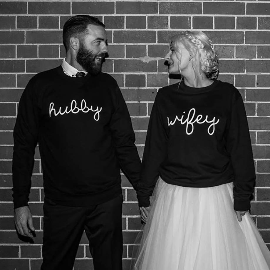 Wifey Hubby Couples Sweatshirt Jumper Ellie Ellie