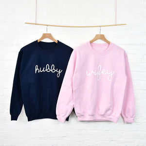 Wifey Hubby Couples Sweatshirt Jumper