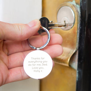 Personalised Message Solid Circle Disc Keyring