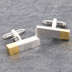 Personalised Initial Silver / Gold Dipped Bar Cufflinks