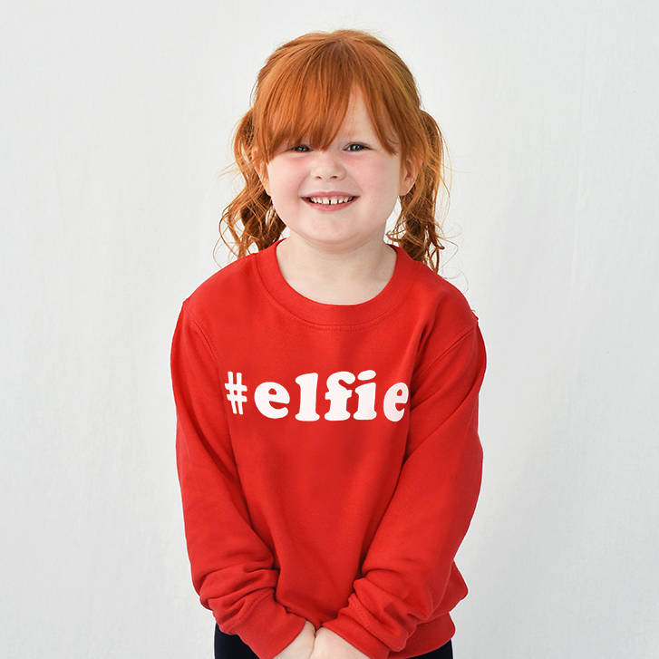 #Elfie' Children's Christmas Sweatshirt Jumper
