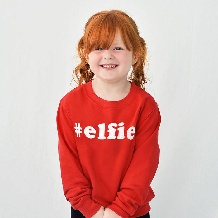 #Elfie' Children's Christmas Sweatshirt Jumper