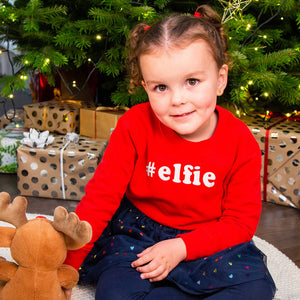 #Elfie' Children's Christmas Sweatshirt Jumper