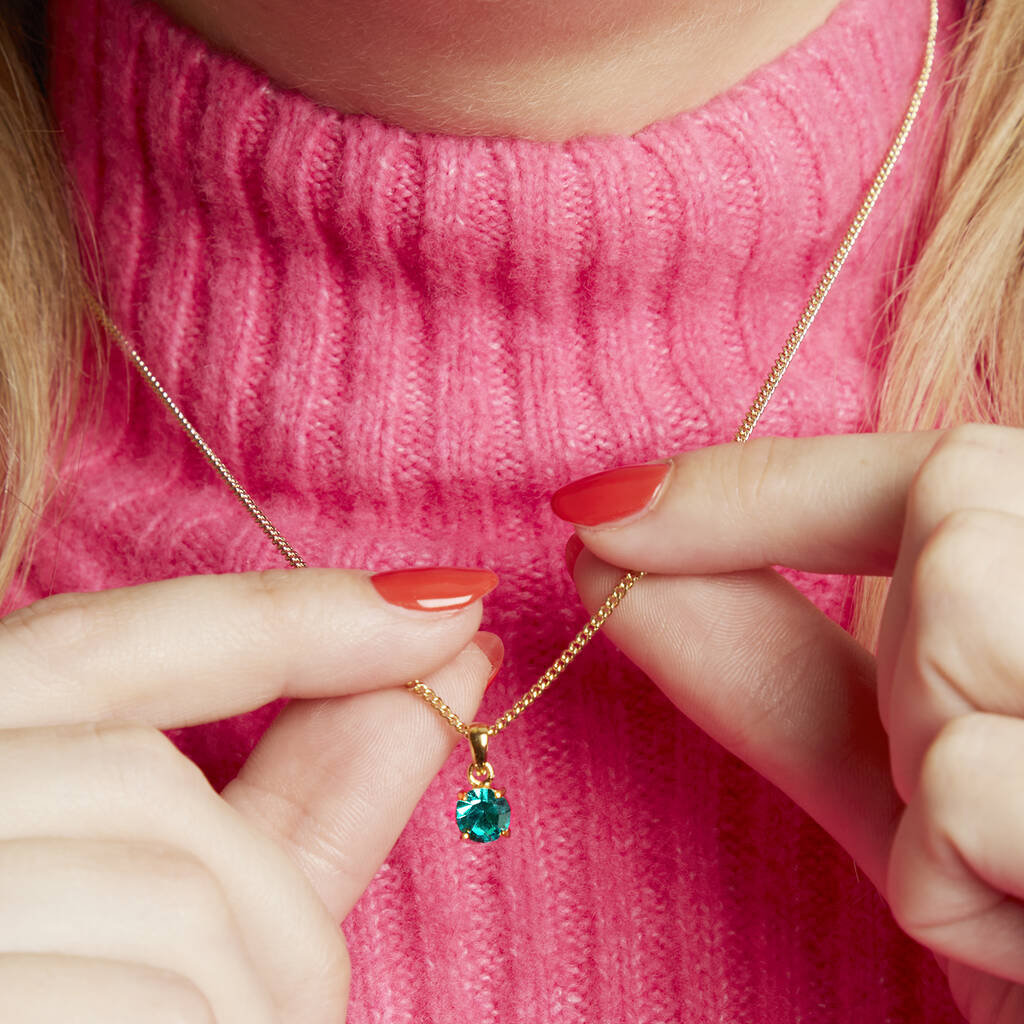 Gold Plated December Blue Topaz Birthstone Necklace