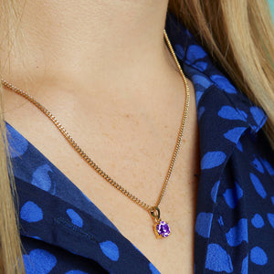 Gold Plated February Amethyst Birthstone Necklace