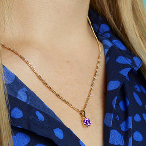 Gold Plated February Amethyst Birthstone Necklace