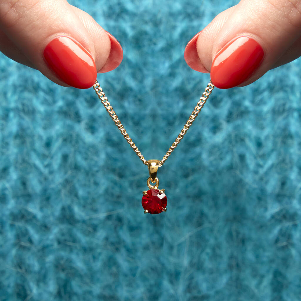 Gold Plated January Garnet Birthstone Necklace