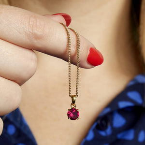 Gold Plated July Ruby Birthstone Necklace