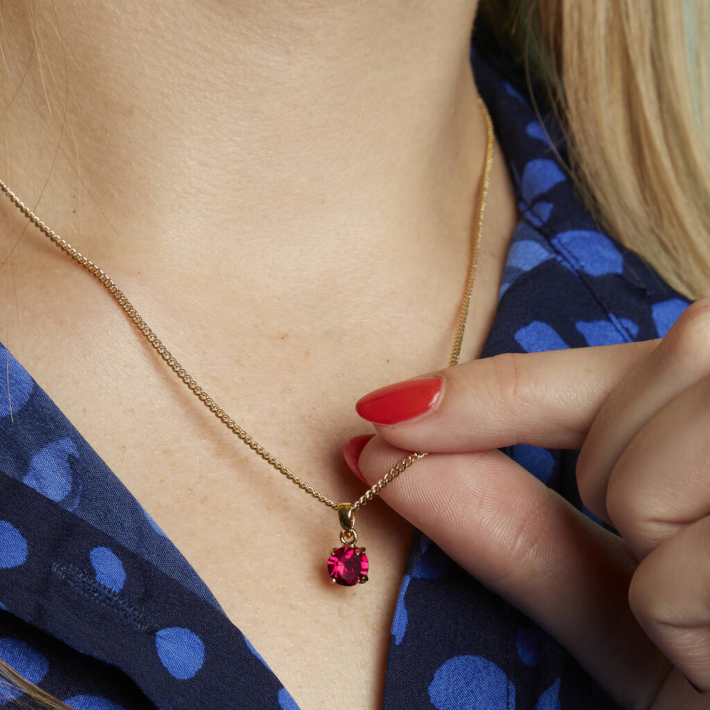 Gold Plated July Ruby Birthstone Necklace