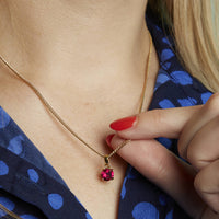 Gold Plated July Ruby Birthstone Necklace