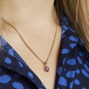 Gold Plated June Light Amethyst Birthstone Necklace