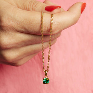 Gold Plated May Emerald Birthstone Necklace