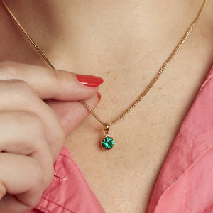 Gold Plated May Emerald Birthstone Necklace