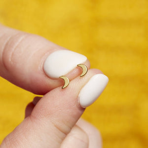 Gold Plated Moon Stud Earrings