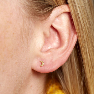Gold Plated Moon Stud Earrings