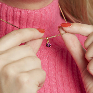 Gold Plated October Rose Tourmaline Birthstone Necklace