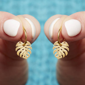 Gold Plated Palm Tree Hoop Earrings