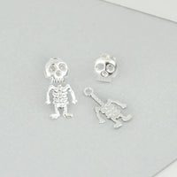 Sterling Silver Skeleton Stud Earrings