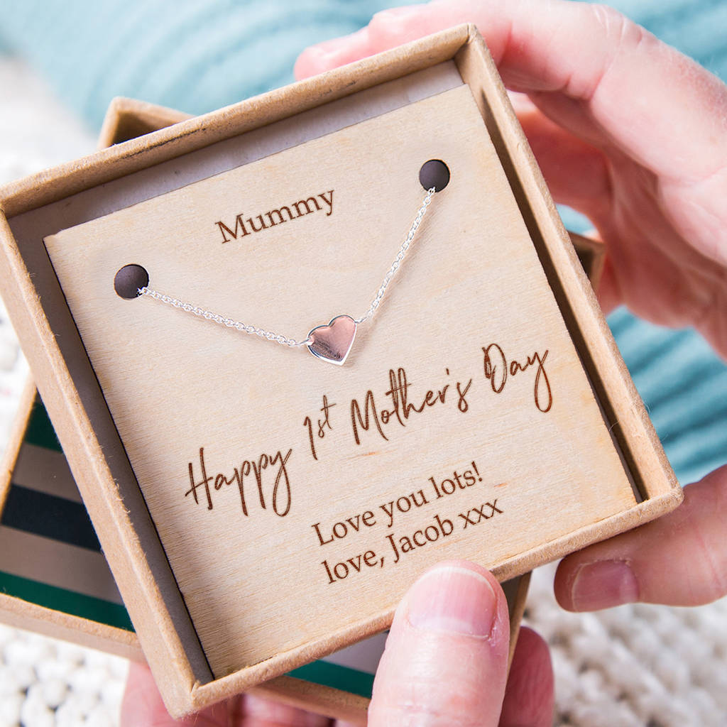 Happy First Mother s Day Personalised Heart Necklace Ellie Ellie