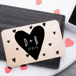Personalised Heart And Date Couples Wallet Card