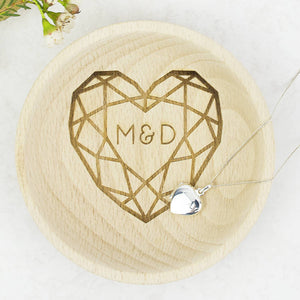 Personalised Wedding Couples Wooden Ring Dish