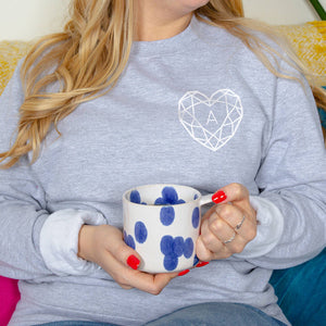 Jewelled Heart Personalised Single Initial Unisex Sweatshirt