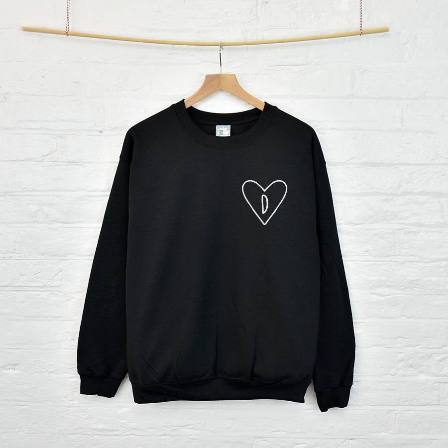 Monogram Heart Initial Personalised Sweatshirt Jumper