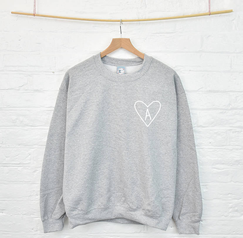 Monogram Heart Initial Personalised Sweatshirt Jumper