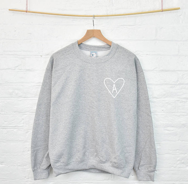 Monogram Heart Initial Personalised Sweatshirt Jumper