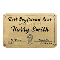 Personalised Best Boyfriend Ever Wallet Card
