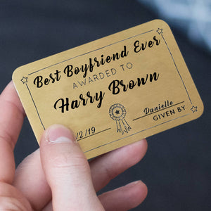 Personalised Best Boyfriend Ever Wallet Card