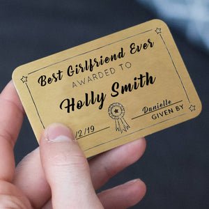 Personalised Best Girlfriend Ever Purse Card