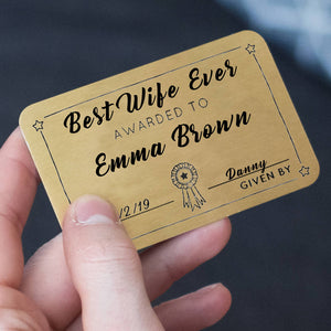 Personalised Best Wife Ever Purse Card