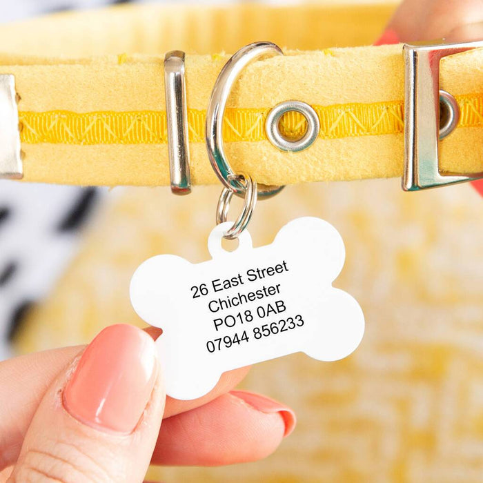 Personalised Bone Heart Print Dog ID Tag
