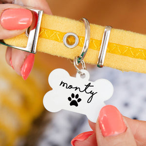 Personalised Bone Paw Print Dog ID Tag