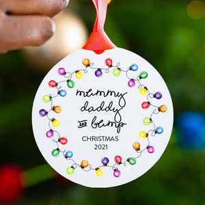 Personalised Family and Bump Christmas Decoration