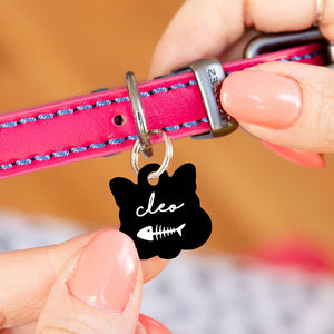 Personalised Cat Face Fish Bone Cat ID Tag