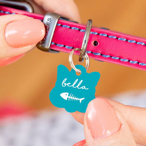 Personalised Cat Face Fish Bone Cat ID Tag