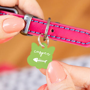 Personalised Cat Face Fish Bone Cat ID Tag