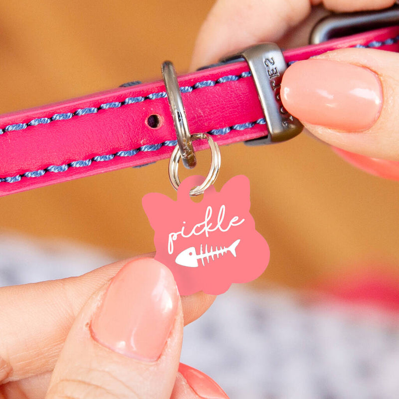 Personalised Cat Face Fish Bone Cat ID Tag