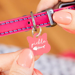 Personalised Cat Face Fish Bone Cat ID Tag