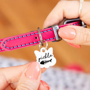 Personalised Cat Face Fish Bone Cat ID Tag