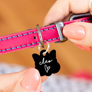 Personalised Cat Face Heart Cat ID Tag