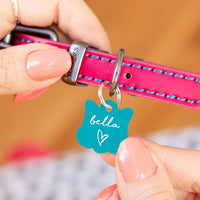 Personalised Cat Face Heart Cat ID Tag