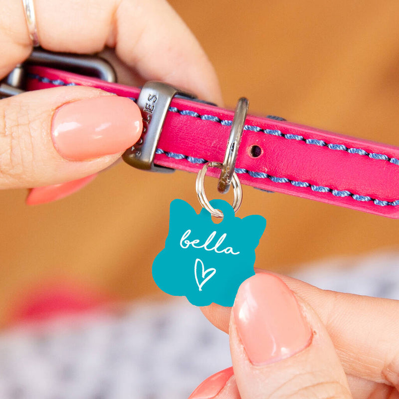 Personalised Cat Face Heart Cat ID Tag