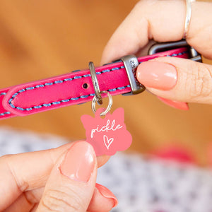 Personalised Cat Face Heart Cat ID Tag