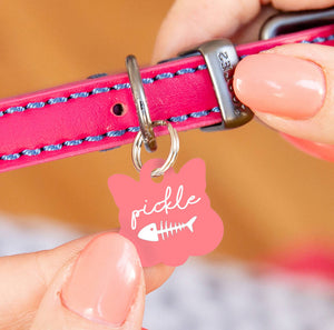 Personalised Cat Face Paw Print Cat ID Tag