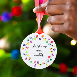 Personalised 'Christmas At The' Bright Tree Decoration
